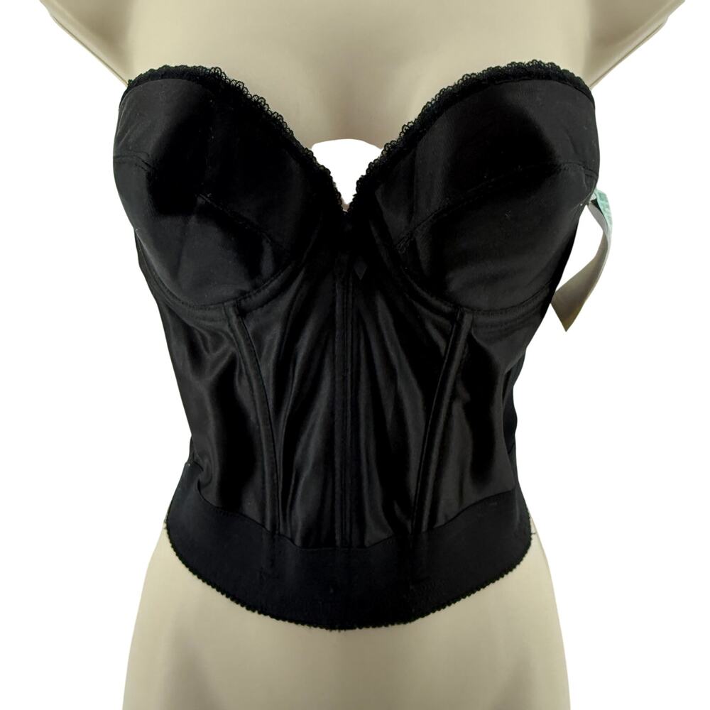 Vintage Backless by Smoothie Longline Bra Size 36B Black Corset Top Glam Rock